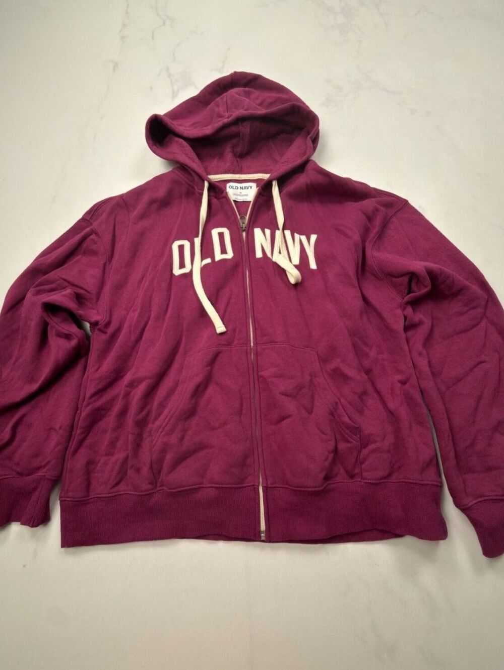 Old Navy Logo Hoodie Burgundy 2010s Varsity - Mens M